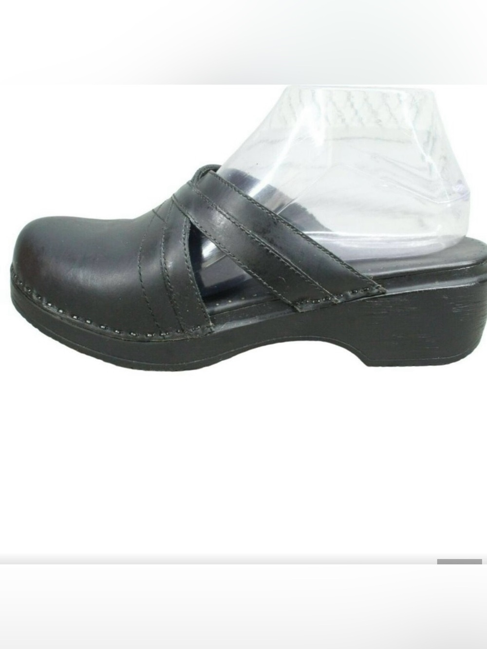 L.L. Bean Black Leather Slip-On Clog Sandals